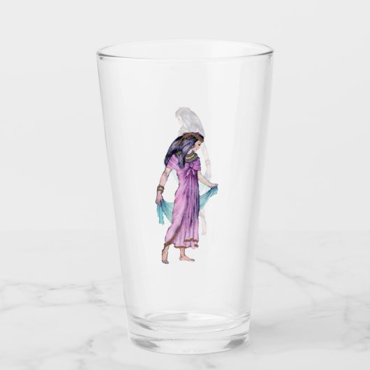  dame roze dress Blue Scarf Ancient Egypte Glas (Voorkant)