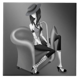 Dame Saxofoniste - Jazz-Geïnspireerde Sierlijke Te Tegeltje