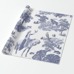 Dame te paard met valk in Woodland Cadeaupapier