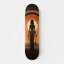 Dame tegen zonsondergang Art Nouveau Sci-Fi dystop