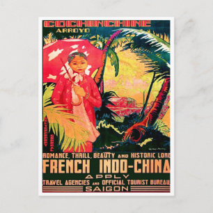 Dame uit Saigon City, Vietnam, oud reizen Briefkaart