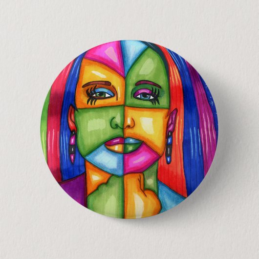 Dame van de sterren Abstracte vrouw Ronde Button 5,7 Cm (Voorkant)