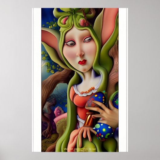 Dame van eieren - AI Fantasy Surrealist Art Print (Voorkant)