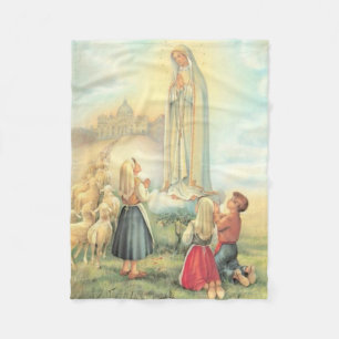 Dame van Fatima Three Children Sheep Church Fleece Deken