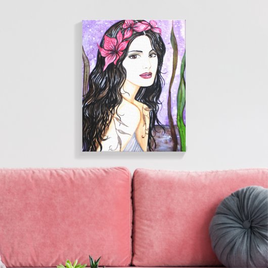 Dame van het Fairy Tale-meer Canvas Afdruk (Insitu (Woonkamer))