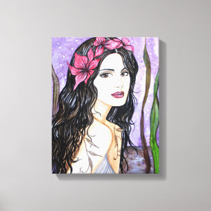 Dame van het Fairy Tale-meer Canvas Afdruk