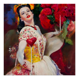 Dame van het hart AI Gegenereerd schilderen Perfect Poster