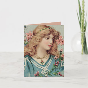 Dame victorienne avec fleurs roses dans ses cheveu