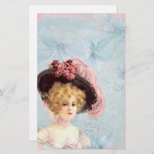 Dame victorienne dans Papeterie Casquette plumée (Devant / Derrière)