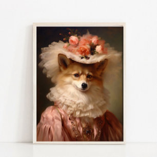 Dame Vos Vintage Portret Kunstprint, Renaissance Poster
