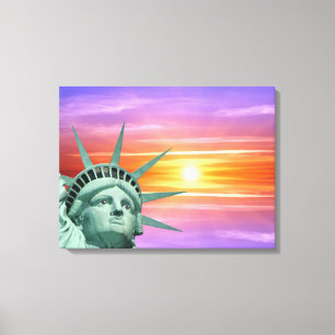 Dame Vrijheid en zonsopgang Canvas Afdruk