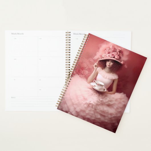 Dame Whimsical en rose avec Teacup (Devant avec enveloppe)