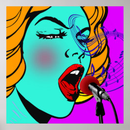 Dame zingt de blauwe ogen poster