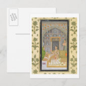 Dame zit in een paviljoen met verzorgers, van briefkaart (Voorkant / Achterkant)