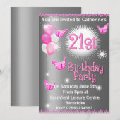 Dames 21e anniversaire de fête Invitation (Devant / Derrière)