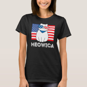 Dames 4 juli Amerikaanse vlag Cute Kat T-shirt