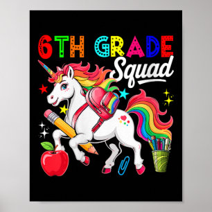 Dames 6e klas squad terug naar school eenhoorn oor poster