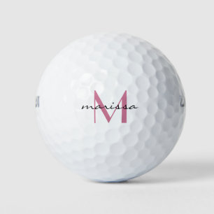 Dames Aangepaste Roze Naam Monogram Golfballen