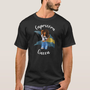 Dames Afro Bahamaans Steenbok Koningin Zwart Dames T-shirt