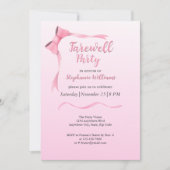 Dames Afscheid Elegant Pink Bow Party Kaart (Voorkant)