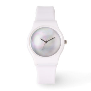 Dames ALL White Silicone e eWatch W/Faux Pearl Fac Horloge