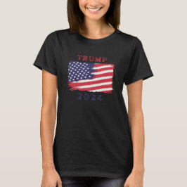 Dames Amerikaanse vlag Trump 2024 T-shirt
