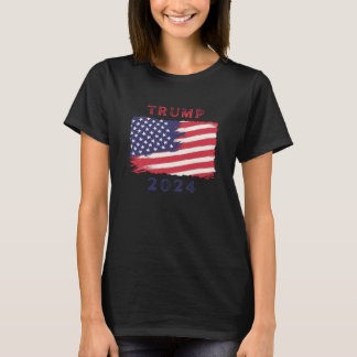 Dames Amerikaanse vlag Trump 2024 T-shirt