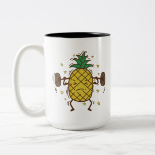 Dames Ananas Gewichtheffen, dames ananas Tweekleurige Koffiemok