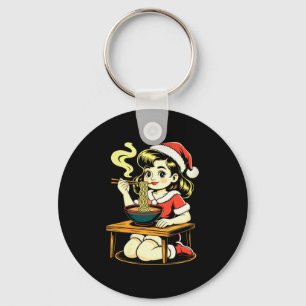 Dames Anime Ramen Kerstmis Kawaii Kerstman Meisje Sleutelhanger