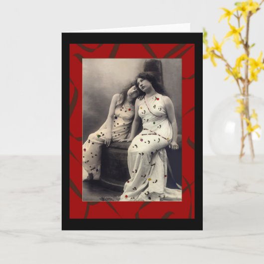 Dames avec cheveux longs Cartes de notes victorien (Fleur jaune)