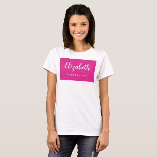Dames Bachelorette-feest Bruidsmeisje Naam Roze T-shirt (Voorkant volledig)