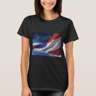 Dames Basic T-Shirt met USA Vlag Logo