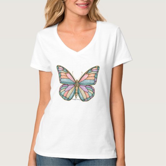Dames Basic V-hals T-shirt  (Voorkant)