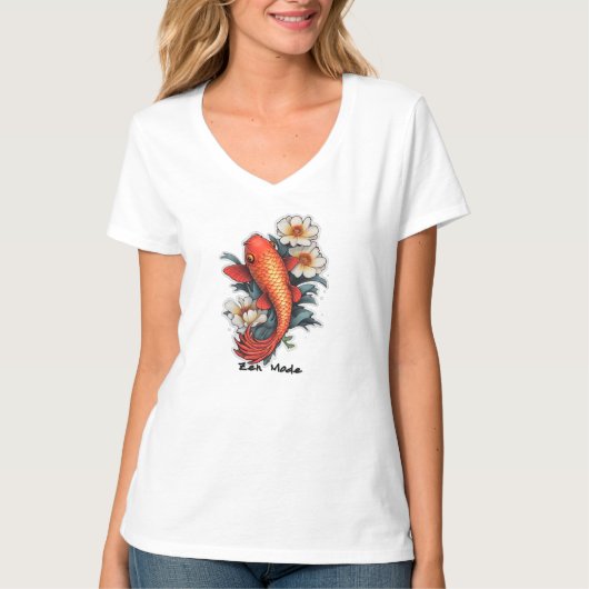Dames Basic V-Hals T-shirt  (Voorkant)