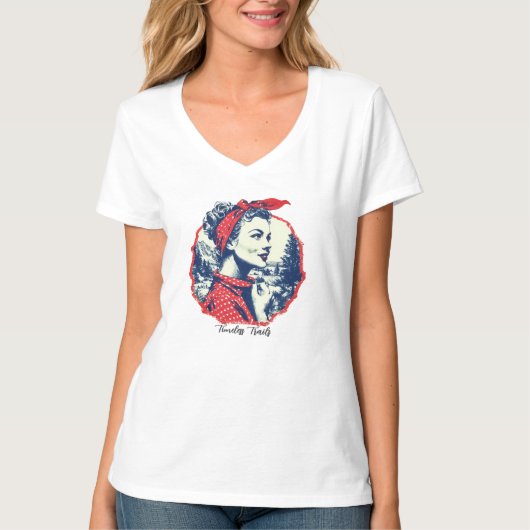 Dames Basic V-hals T-shirt (Voorkant)