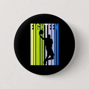 Dames basketbal 18e verjaardag jongen heren vader ronde button 5,7 cm
