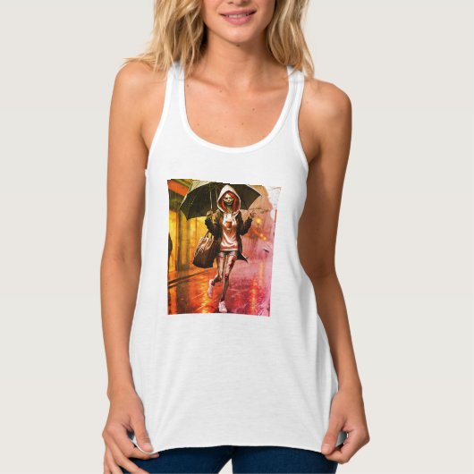 Dames Bella+canvas wijdvallende racerback tanktop (Voorkant)