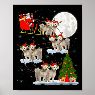 Dames Bichon Frise Hond Kerstman slee van vliegend Poster