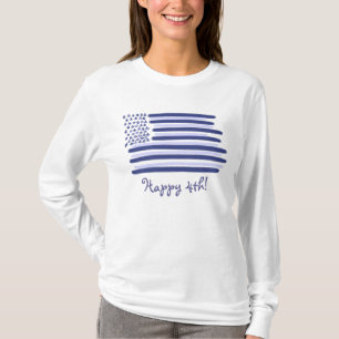 Dames blauw Amerikaanse vlag 4 juli hoodie T-shirt