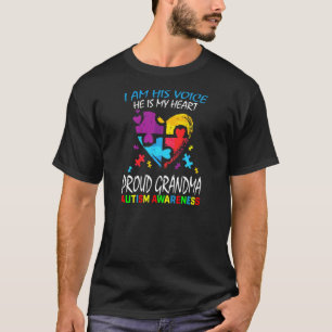 Dames Blauw Trots Autisme Bewustzijn Oma Kleinzoon T-shirt