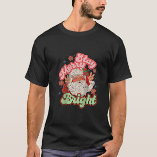 Dames blijf vrolijk helder retro groovy Sinterklaa T-shirt