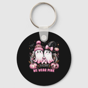 Dames borstkanker bewustzijn Halloween V-Neck Sleutelhanger