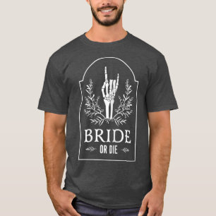 Dames Bruid Of Sterven Met Halloween Skelet Hand F T-shirt