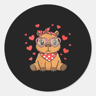 Dames Capybara Valentijnsdag Meisje Harten Valenti Ronde Sticker