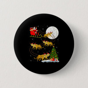 Dames Cheetah Kerstman slee van vliegende grappige Ronde Button 5,7 Cm