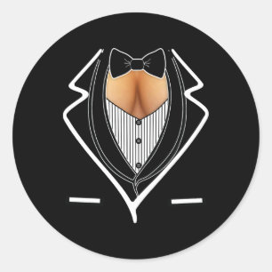 Dames Cleavage Tuxedo Halloween Kostuum Party Mar Ronde Sticker
