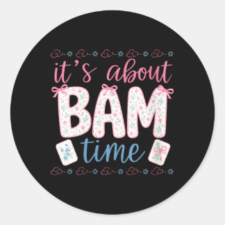 Dames Coquette Grappige Mahjong Over Bamn Tijd Ronde Sticker