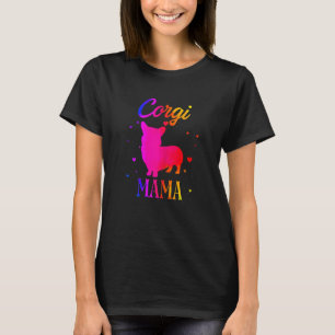 Dames Corgi Mama Vintage Kleurrijk Voor Corgi Hond T-shirt