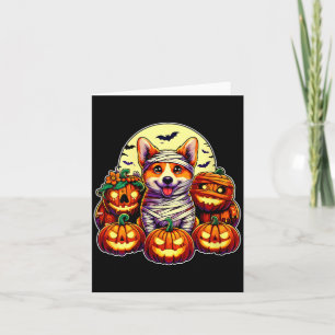 Dames Corgi Mummie En Pompoenen Schattig Halloween Kaart