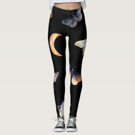 Dames Crystals & Moths Zwarte Mode Leggings
